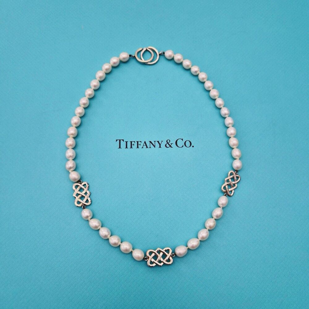RARE Tiffany & Co. Paloma Picasso Freshwater  Pearl Celtic Knot Bead Necklace